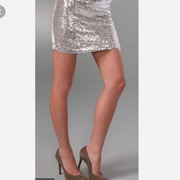Haute Hippie Dresses & Skirts - Haute Hippie Silver Metallic Sequin Y2K Micro Mini Skirt